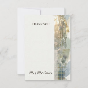 Watercolour Tartan Thank You Card