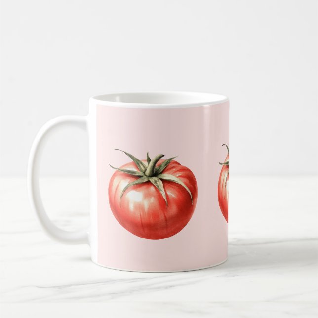 Watercolour tomato illustration coffee mug (Left)