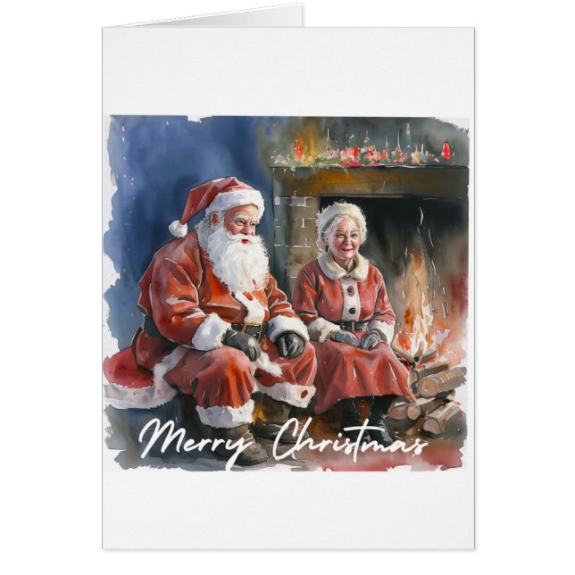 Watercolour Traditional Santa and Mrs Claus  (Front)