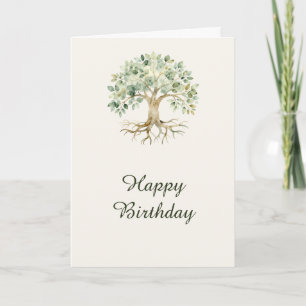 Watercolour Tree of Life Happy Birthday Card