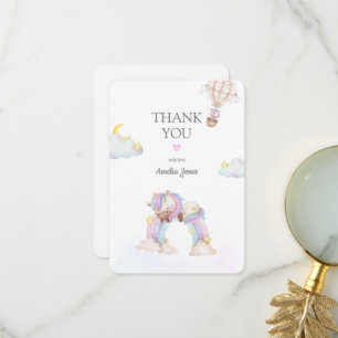 Watercolour Unicorn and Rainbow Baby Shower Thank You Card