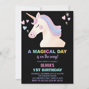 Watercolour Unicorn Birthday Invitations