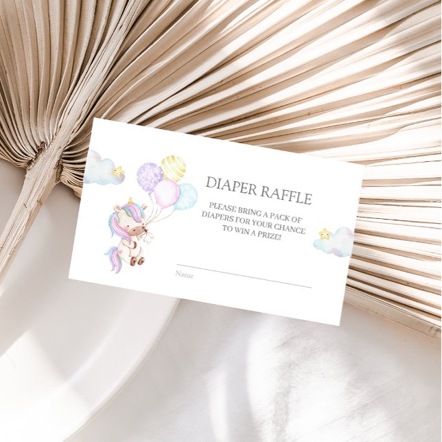 Watercolour Unicorn with Baloons Diaper Raffle   E Enclosure Card (Creator Uploaded)