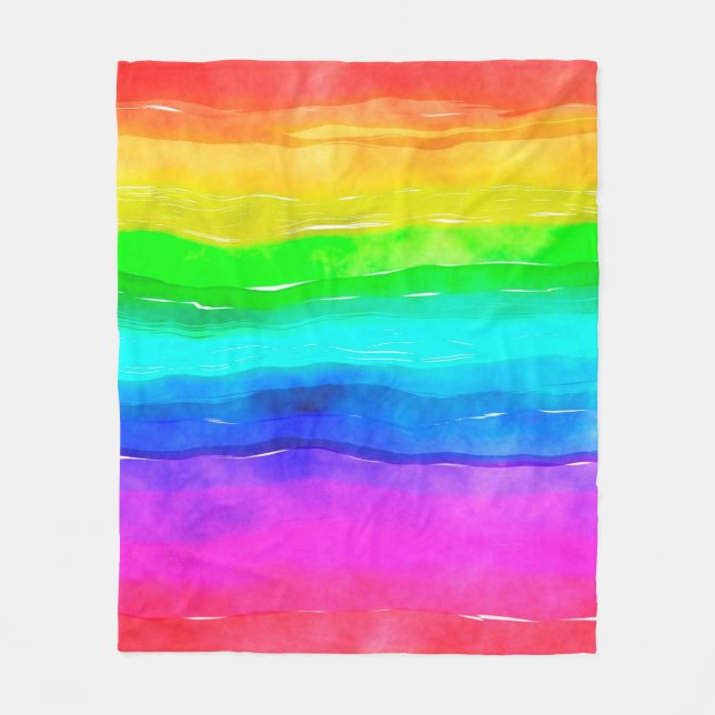 Watercolour watercolor paint wash fleece blanket (Front)