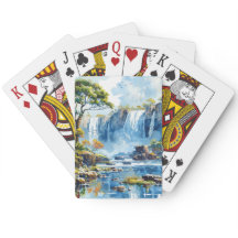 Watercolour Waterfall Victoria Falls Nature