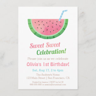 Watercolour Watermelon Birthday Party Invitations
