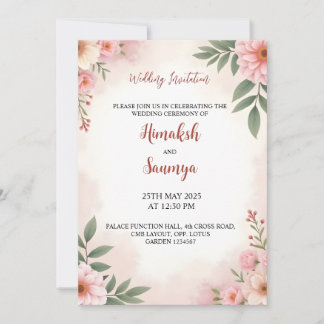 Watercolour wedding invitation