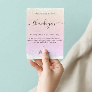 Watercolour Wedding thank you Table Card