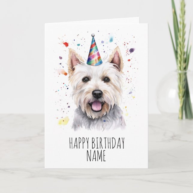 Watercolour Westie Birthday Card (Front)