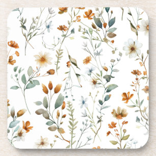  Watercolour wild flower Boho style Coaster