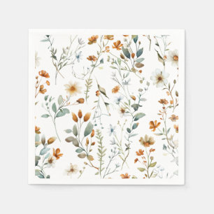  Watercolour wild flower Boho style Napkin