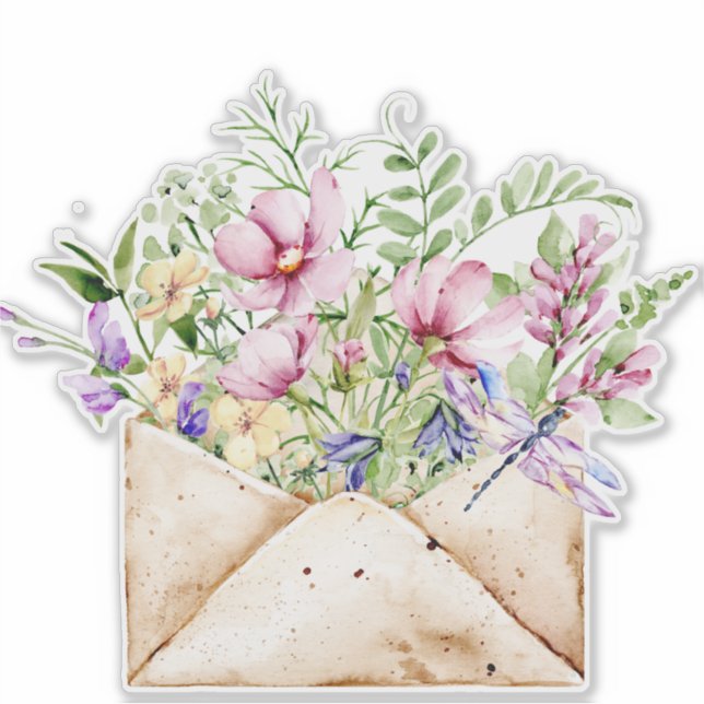 Watercolour Wild Flower Posy Bouquet in Envelope (Front)