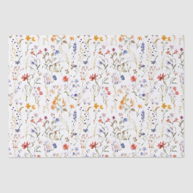 Watercolour wild flower Small Business Packaging Tissue Paper (Front)