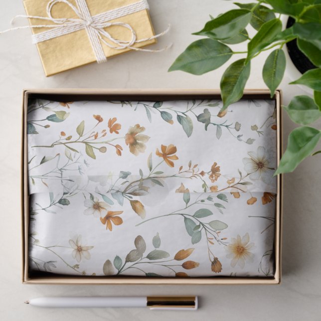  Watercolour wildflower boho Tissue Paper (Gift)