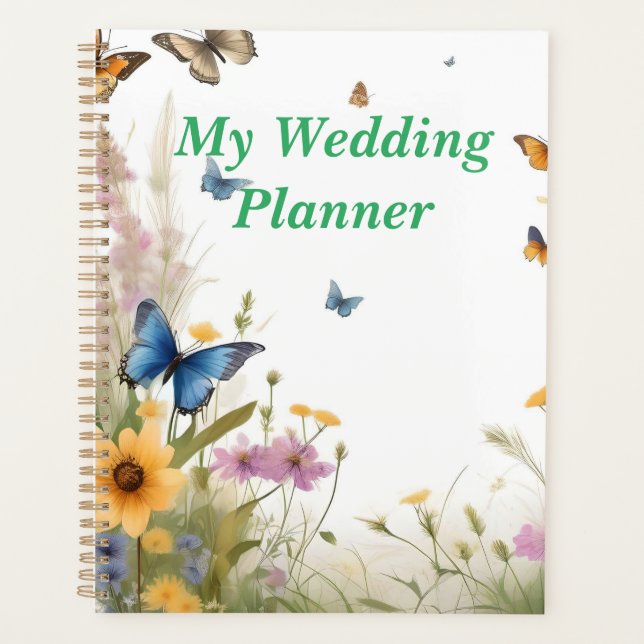 Watercolour Wildflower Butterfly, Wedding Planner (Front)