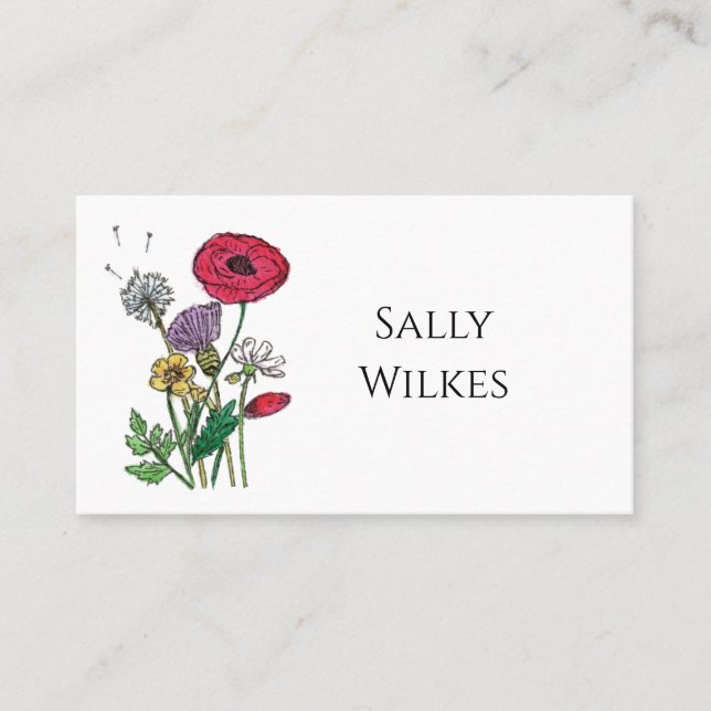 Watercolour Wildflower  Place Card (Front)