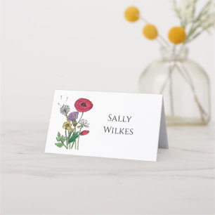 Watercolour Wildflower  Place Card