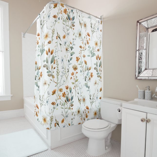  Watercolour wildflower  Shower Curtain (In Situ)