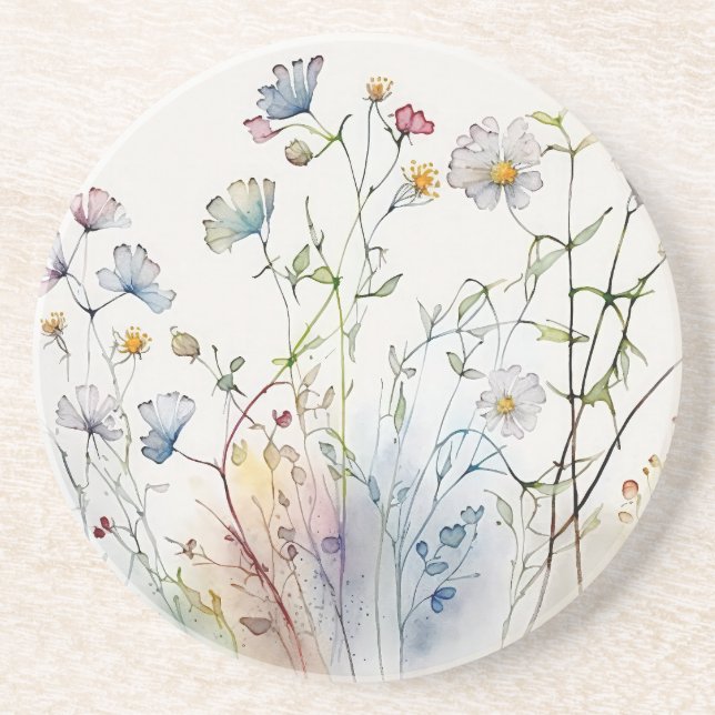 Watercolour Wildflowers Coaster (Front)