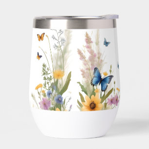 Watercolour Wildflowers Grasses And Butterflies,