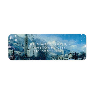 watercolour winter snow scene return address label