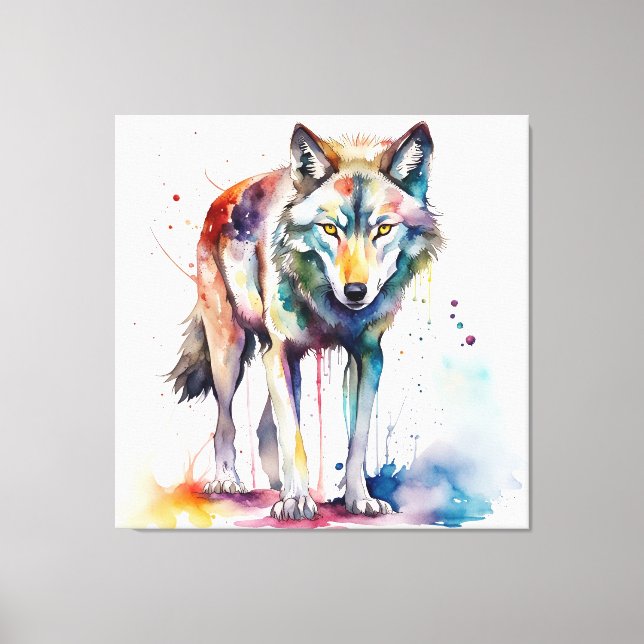 Watercolour Wolf's Dreamland Canvas Print (Front)
