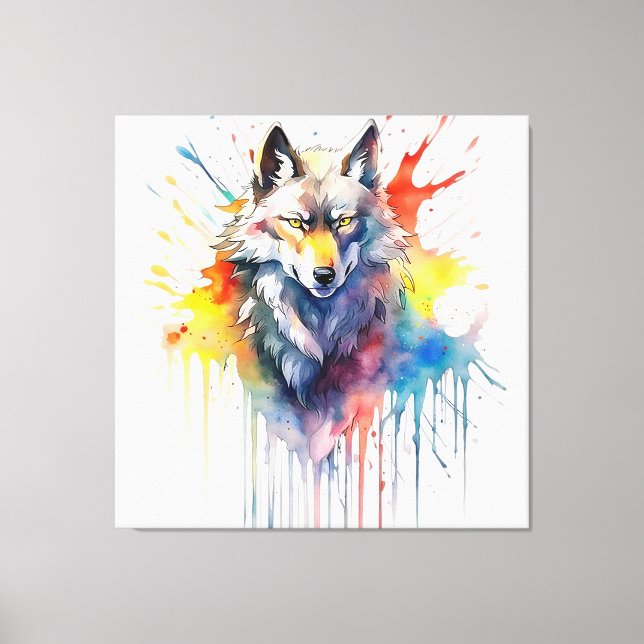 Watercolour Wolf's Melody Canvas Print (Front)