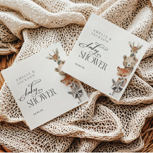 Watercolour Woodland Animals Modern Baby Shower Napkin