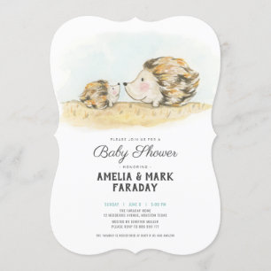 watercolour woodland hedgehog baby shower invitation