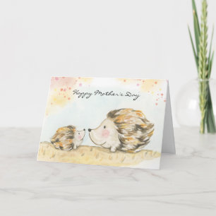 watercolour woodland hedgehog mothers day card