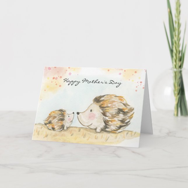 watercolour woodland hedgehog mothers day card (Front)