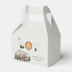 Watercolour Woodland Oh Boy Bear Baby Shower Favour Box