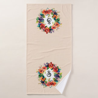 Watercolour Wreath  Bath Towel