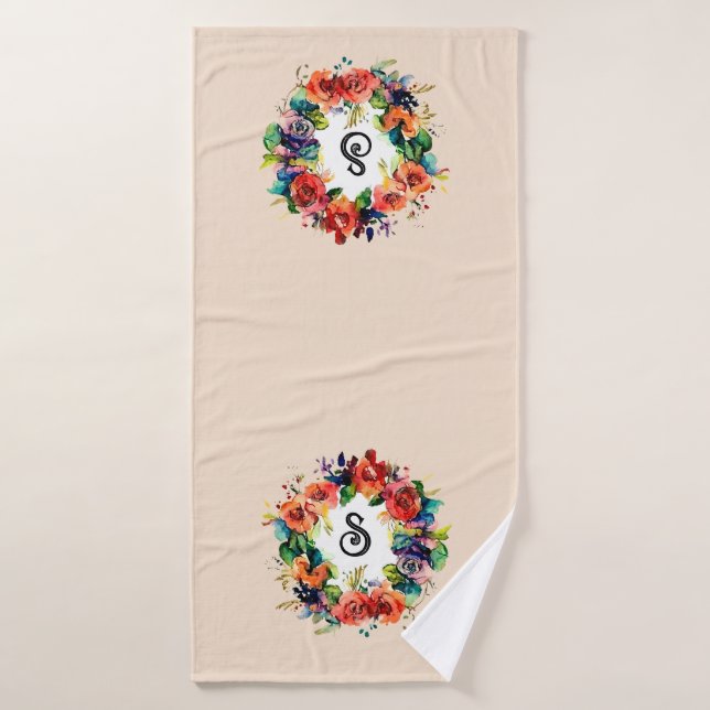 Watercolour Wreath  Bath Towel (Bath Towel)