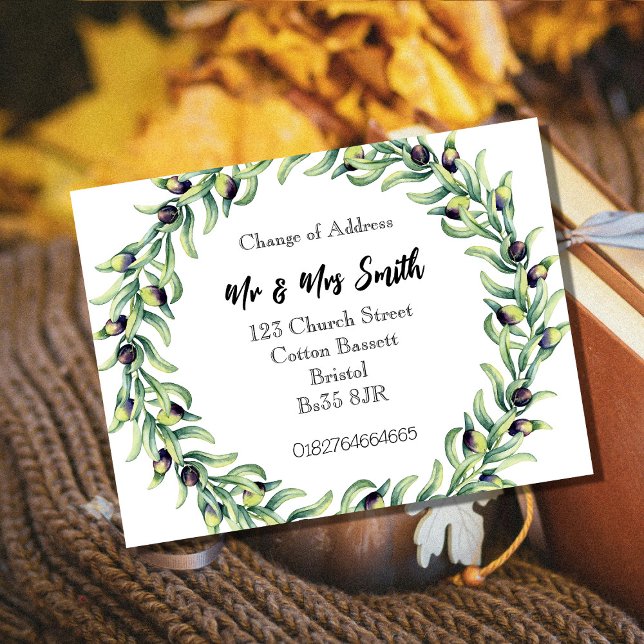 Watercolour Wreath Change of Address Postcard  (Creator Uploaded)