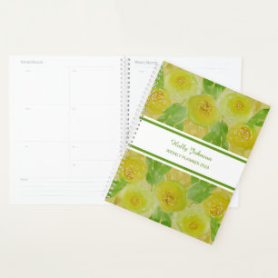 Watercolour Yellow Roses Floral Weekly Planner