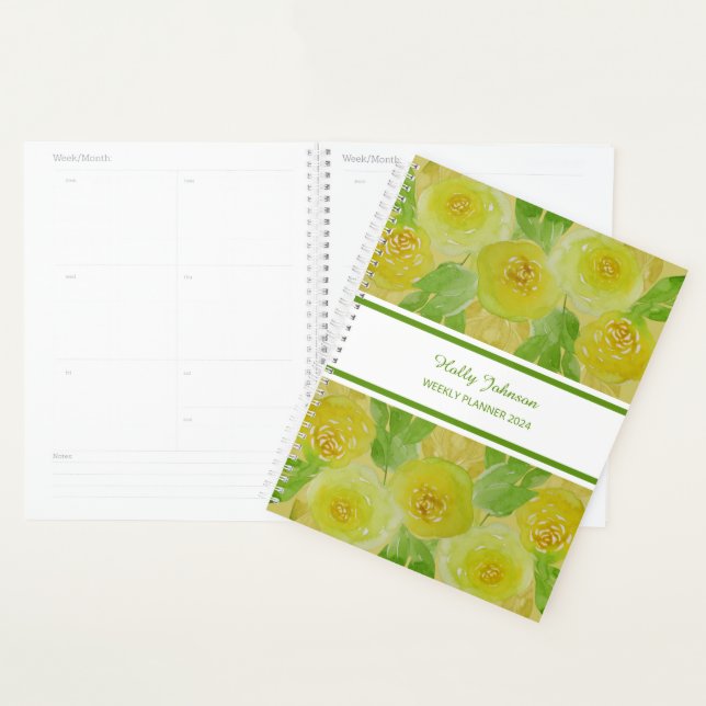 Watercolour Yellow Roses Floral Weekly Planner (Display)