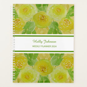 Watercolour Yellow Roses Floral Weekly Planner