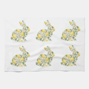 WatercolourLemon Citrus Bunny Floral Easter Spring Tea Towel