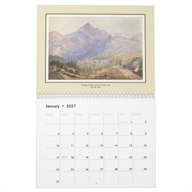 Watercolours of a Victorian Lady Calendar (Jan 2027)
