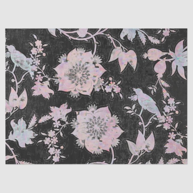 Watercolours pink blue black elegant pattern  tissue paper (Front)