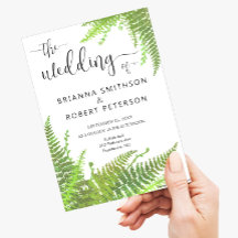 Watercor Floral Green Fern Leaves Wedding