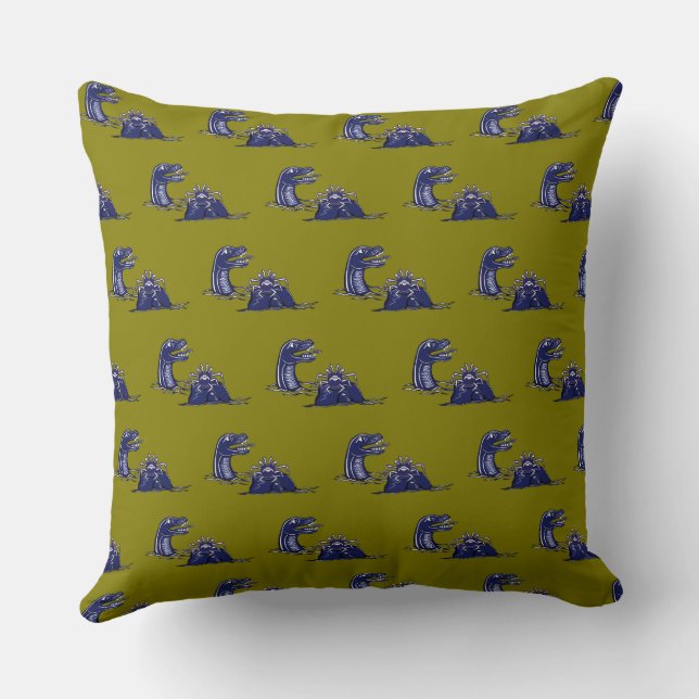 WaterDragonAndMonsterCrab Throw Pillow (Back)