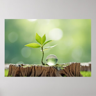 Waterdrop Plant Tranquil Peaceful Nature Poster