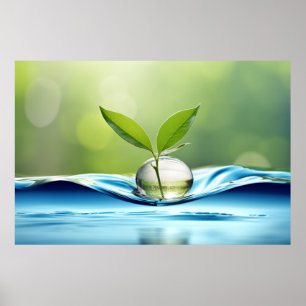 Waterdrop Plant Tranquil Peaceful Nature Poster