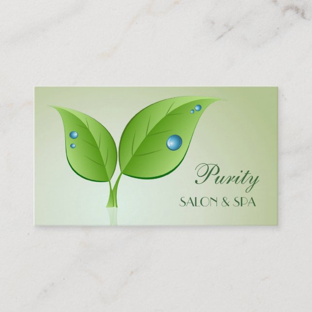 Waterdrops on Leaves Business Card (Front)