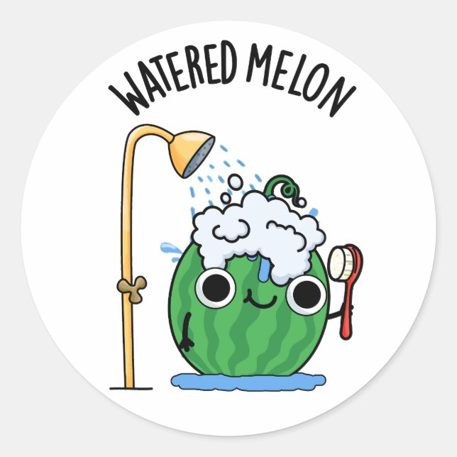 Watered Melon Funny Watermelon Pun  Classic Round Sticker (Front)
