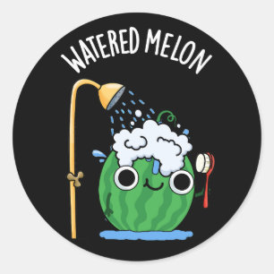 Watered Melon Funny Watermelon Pun Dark BG Classic Round Sticker