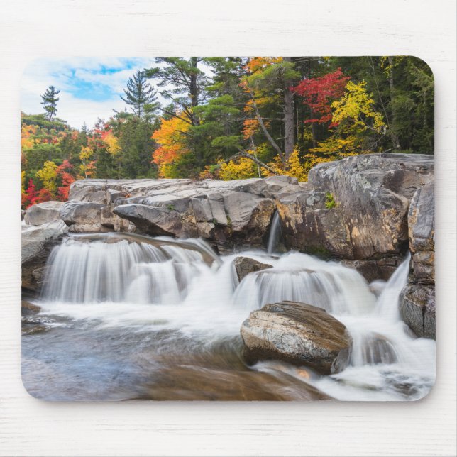 Waterfall along a mountain river in autumn mouse mat (Front)