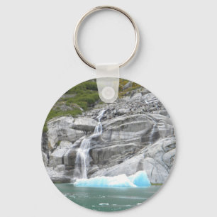 Waterfall and Iceberg Alaska Inside Passage Key Ring
